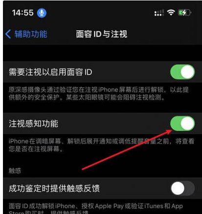 虎门港管委会苹果14维修网点分享iPhone14注视感知功能有什么用 